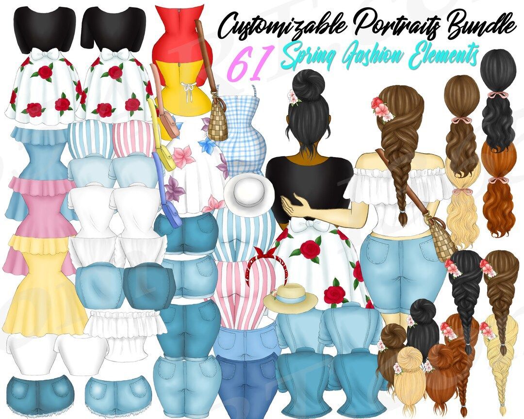 Spring Girls Customizable Best Friends Clipart Set Download by I365art buff.ly/37Sjhhe