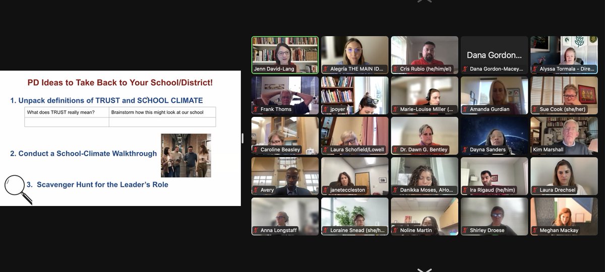 We just finished a great Chapter Chat with Kim Marshall. Over 80 leaders from around the country joined to discuss ways to improve their school climate and trust. Great energy and ideas! ✨