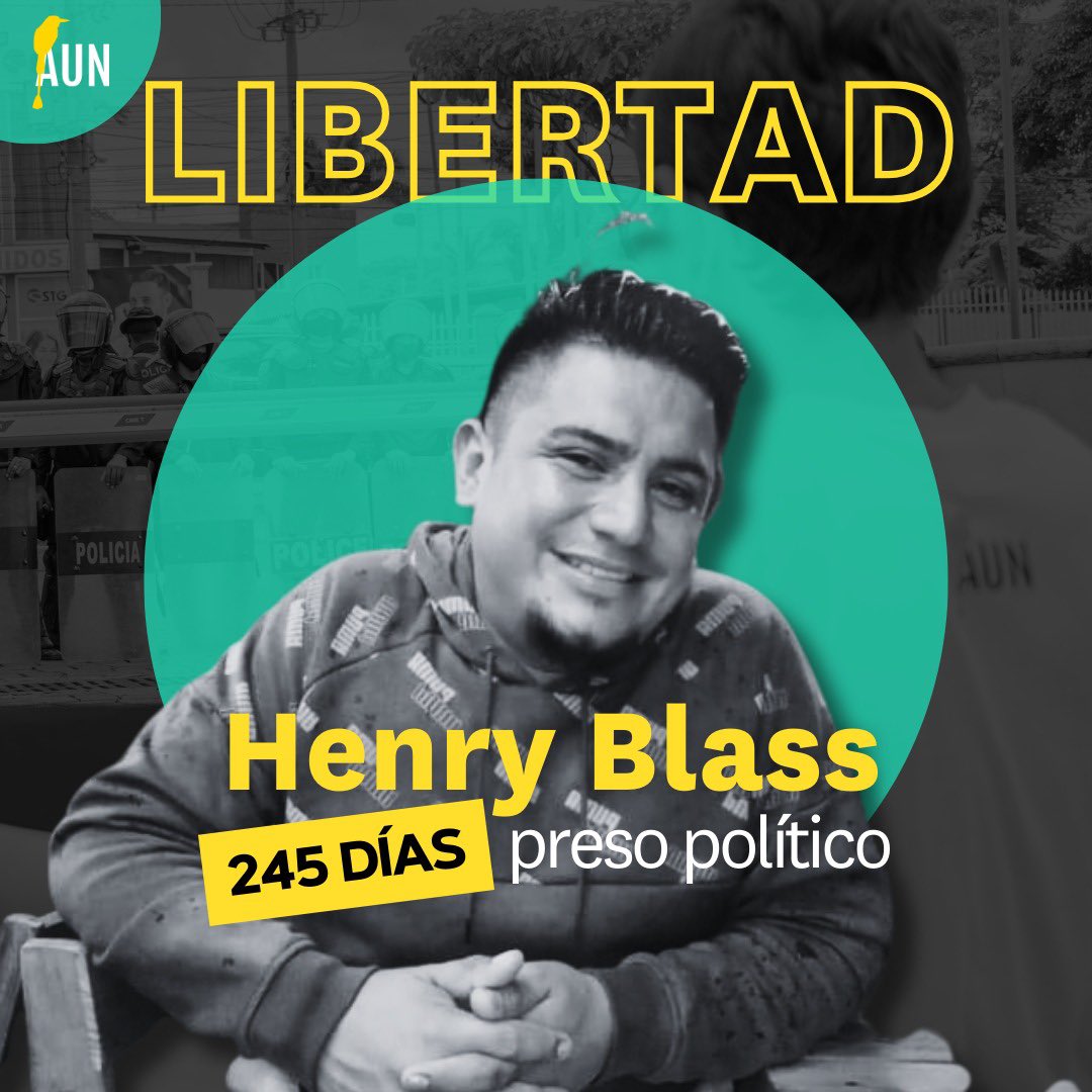 Nuestro amigo, Henry Blass, cumple 245 días injustamente en una cárcel de la dictadura de Ortega en Nicaragua. Demandamos su libertad y la de todos los presos políticos. ¡Son inocentes! #LibertadYa #LibertadParaLosPresosPoliticos