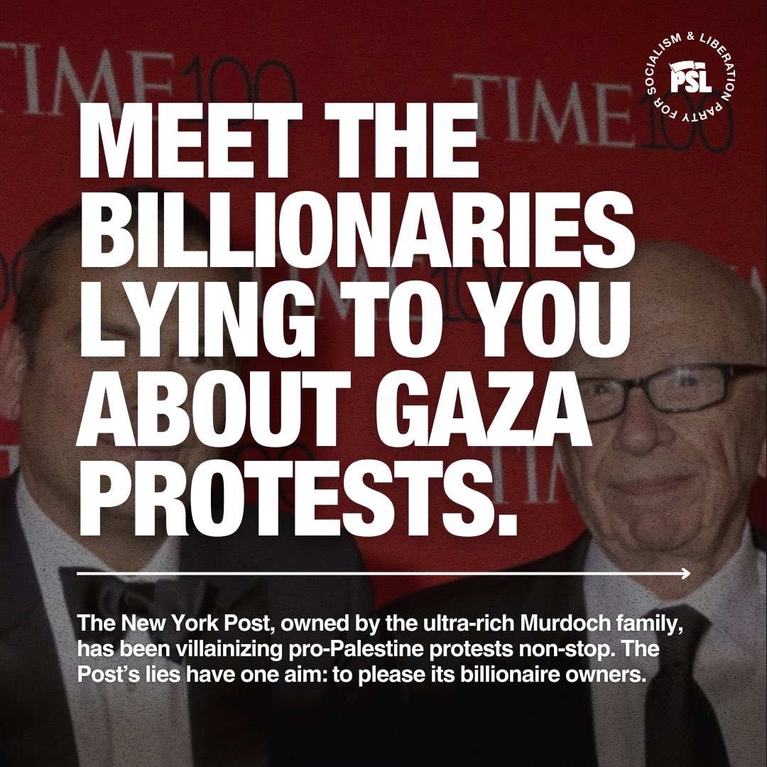 The unimaginably rich billionaires that own the corporate media — like the New York Post — want you to think that anyone who supports Palestine is a terrorist & that campus protesters are all mindless rioters. But whose interests do these mainstream news outlets really serve?…