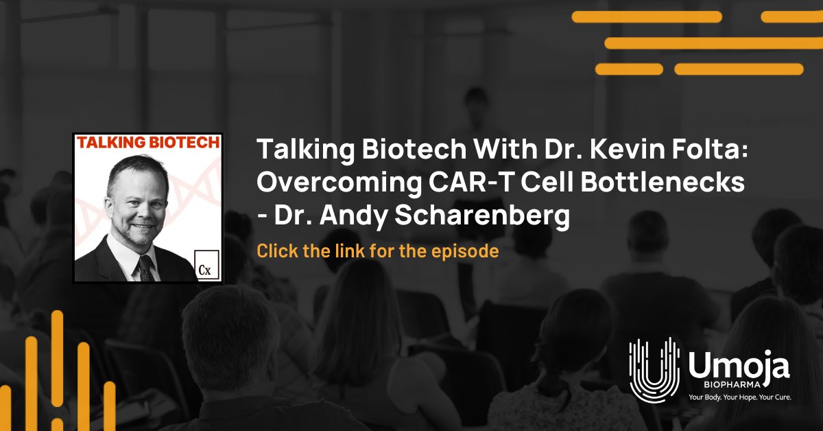 Our CEO, @andyscharenberg, MD, was recently featured on the @talkingbiotech podcast! Listen to the episode to learn how Umoja is engineering #CARTcells #InVivo to create more effective #CellTherapies: share.transistor.fm/s/a2e93342