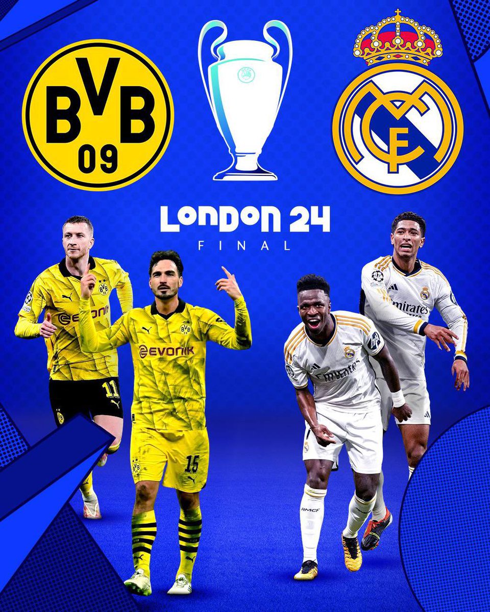 The Champions League final is now confirmed! It will be played at Wembley on June 1st, 2024.

🇪🇸 REAL MADRID vs DORTMUND 🇩🇪

🔥💯
#UCL #GTVSports #studio5 @mygtvsports