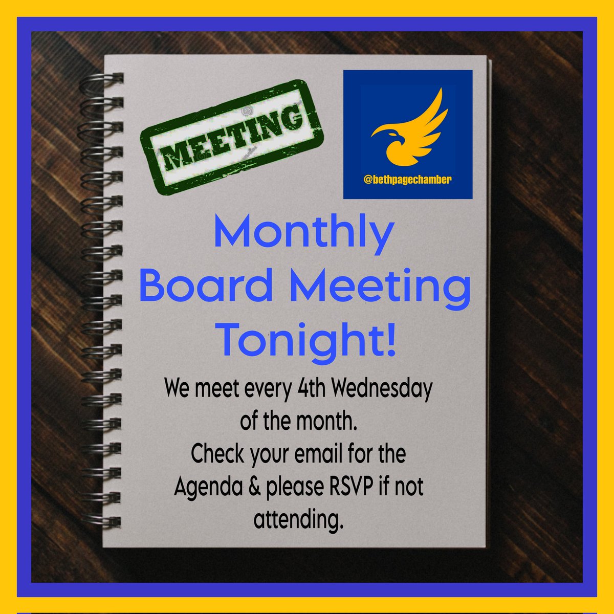 Bethpage Board meeting tonight at 7pm!🦅 #boardofdirectors #chamberboard #chamberofcommerce