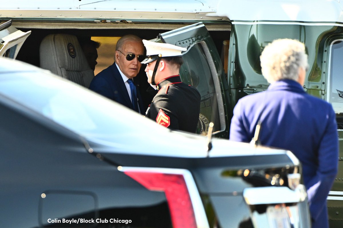 Cook County Board President Toni Preckwinkle greeted President Joe Biden at Soldier Field just now as he visits Chicago for a campaign event. #OnAssignment for @BlockClubCHI