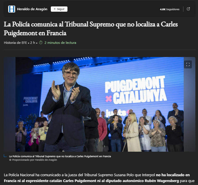 La Policía Nacional ha comunicado a la Magistrada del Tribunal Supremo Susana Polo que Interpol no localiza en Francia ni al expresidente catalán Carles Puigdemont ni al diputado autonómico Rubén Wagensberg para que declaren en el caso Tsunami Democràtic......