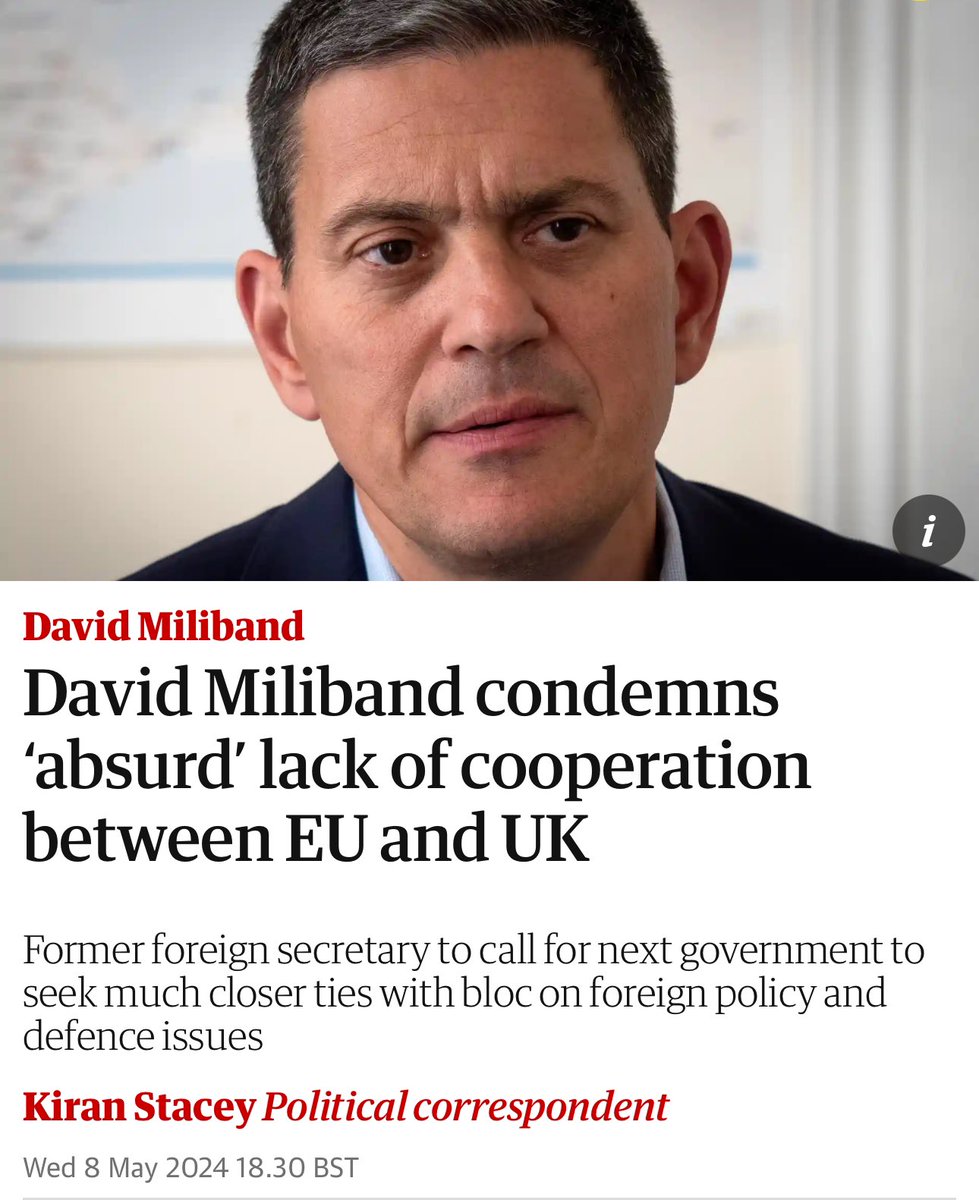 David Miliband will urge British ministers to forge closer links with the EU and condemn the “absurd” lack of cooperation between London and Brussels on foreign and defence issues. The former foreign secretary will give a speech at the Irish embassy in London in which he will…