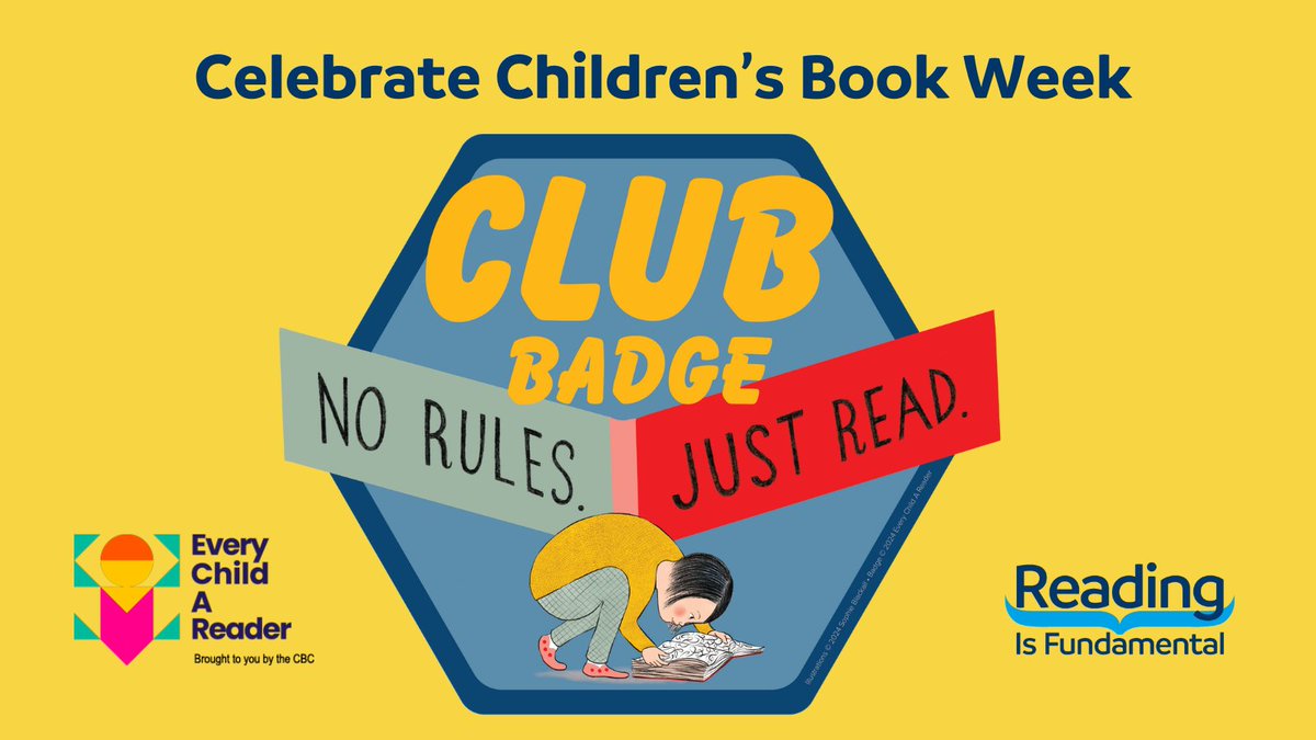 #RIF has earned our #NoRulesJustRead club badge from @everychildaread and @CBCBook for Children's Book Week. To join the club and earn your badge, all you have to do is read! Visit everychildareader.net/cbw/club-no-ru… for more information and to find great resources. #ReadwithRIF