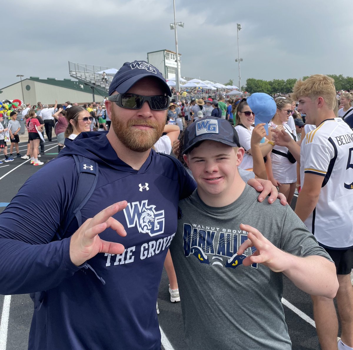I knew he was ready to roll when I saw he was rocking the Dark Alley shirt! Such an awesome event by @ProsperISD! @SpecialOlympics track was a blast! Love seeing these guys compete!