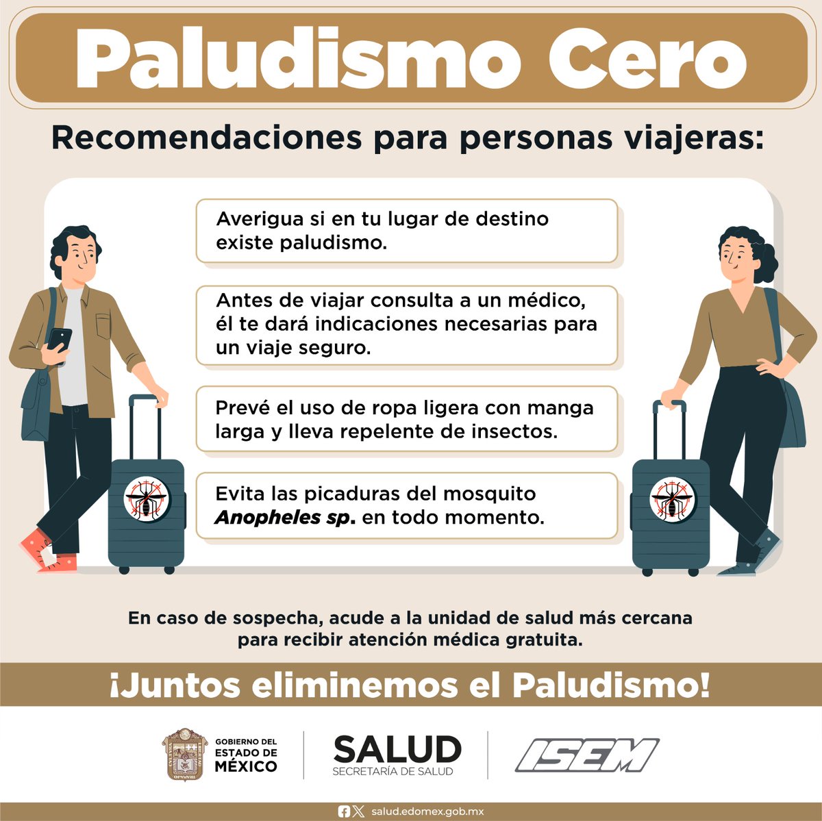 El #Paludismo o malaria es una enfermedad que se transmite por la picadura del mosquito infectado llamado Anopheles sp. y se presenta principalmente en zonas tropicales.
De no atenderse e tiempo, puede complicarse y causar la muerte.
#PrevenirEsSalud