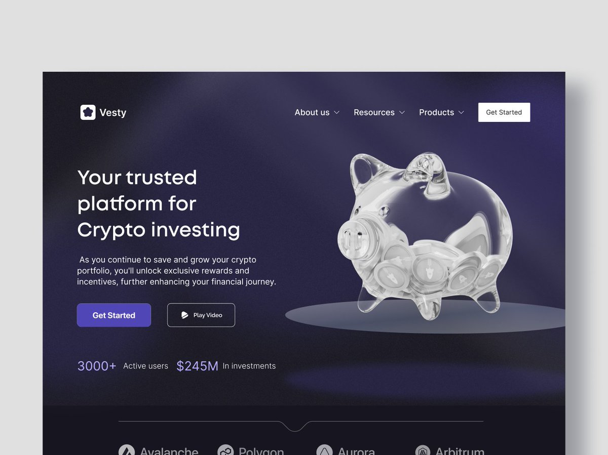 king_goodness's tweet image. Day 17✨

Landing page hero section design for a cryptocurrency investment/Staking platform.

Let me know what you think 🤗✨

#30daysofweb3design
#web3 #web3productdesigner #Defi #blockchain #techtwitter #fintech