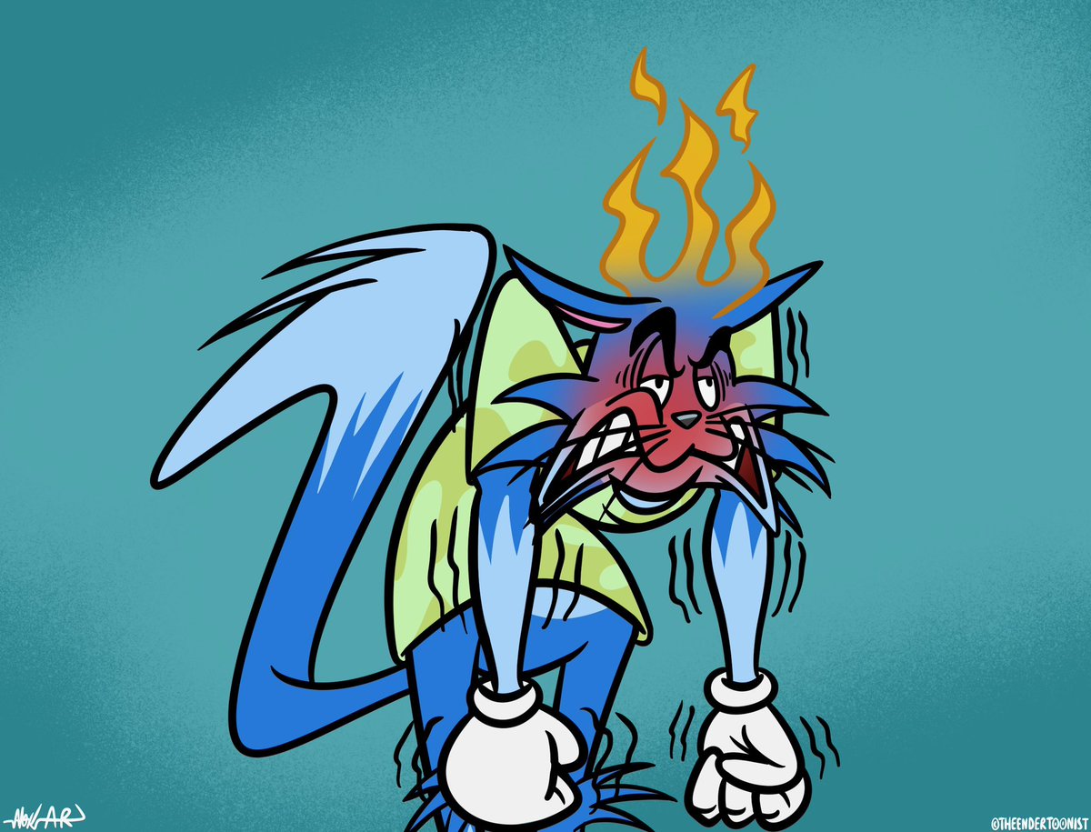 ~Perturbed Preston (Kaleo Fox)~ Digital doodle of Preston Cat in an agitated mood today. #oc #cartooncharacter #characterart #cartoonart #cat #prestoncat #kaleofox #digitalart