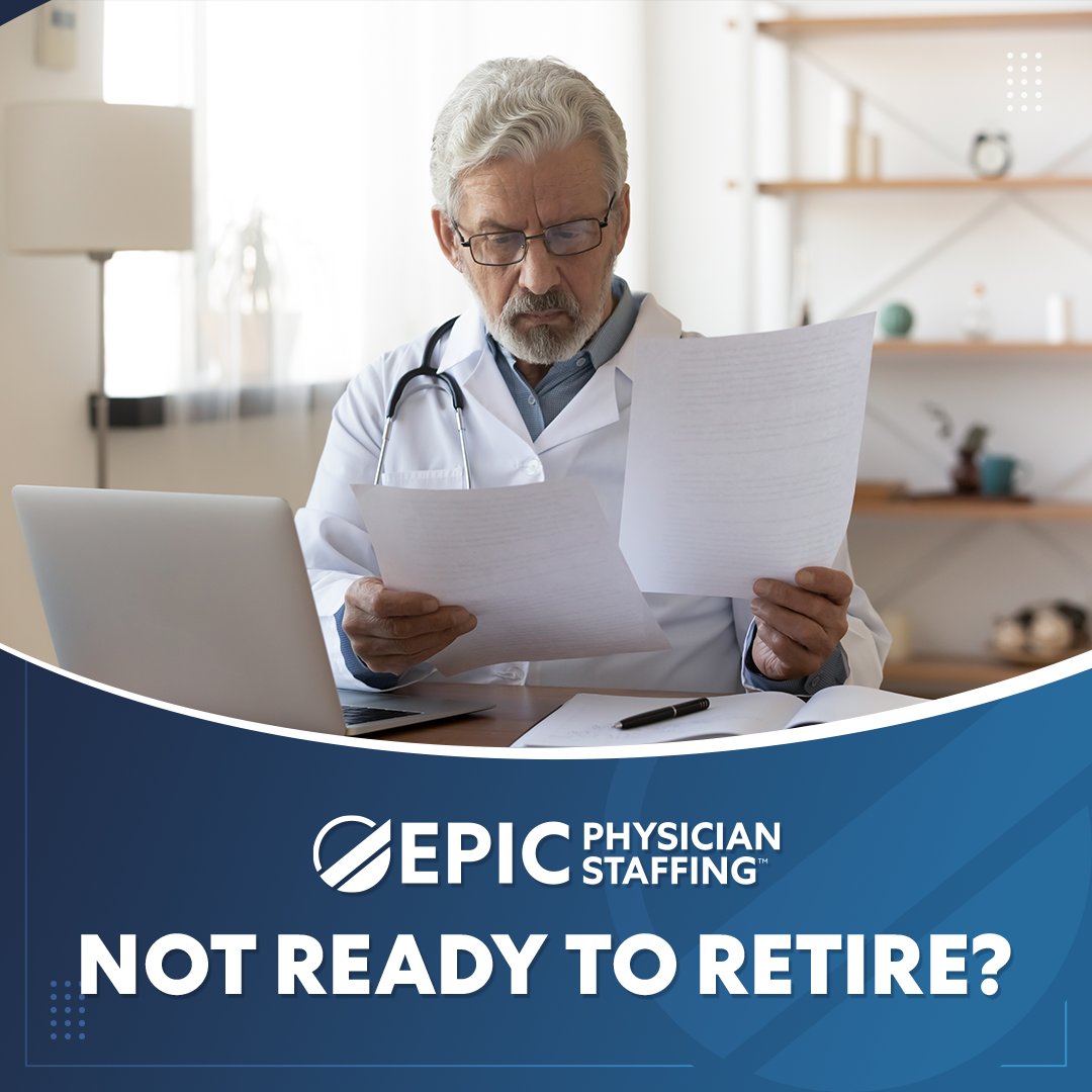 Not ready to retire? Practice on your own terms as a locum tenens physician with us!

Join us on this exciting #locumtenens journey and make a lasting impact while enjoying the flexibility and freedom it offers. Learn more. epicphysicianstaffing.com