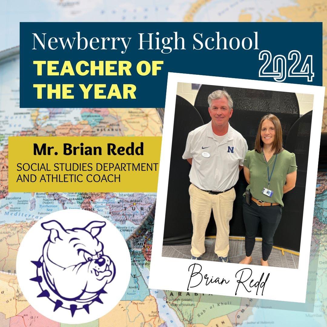 Newberry High School (@newberry_hs) on Twitter photo 🎉Newberry High School Teacher of the Year: Mr. Brian Redd!
Congratulations! #IamNHS <a href="/nhsbulldogs/">NHS Athletics</a> 🎉Newberry High School Teacher of the Year: Mr. Brian Redd!
Congratulations! #IamNHS <a href="/nhsbulldogs/">NHS Athletics</a>