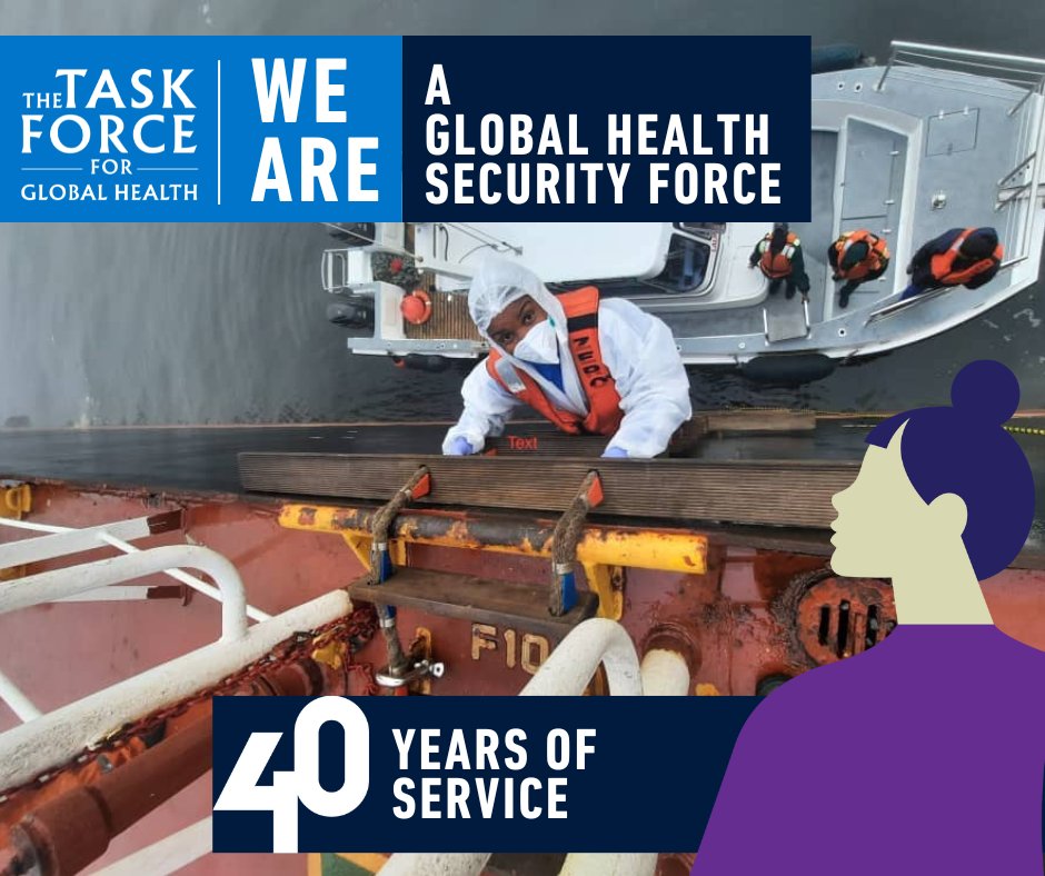 The Task for Global Health 40 years of #globalhealth impact! Dr. Ndapewa Ipinge, a FELTP resident, climbed up a 10-meter ladder on a vessel at the Walvis Bay anchorage in Namibia to swab two illegal immigrants  #FETP #TEPHINET #AFENETAfrica #NamFELTP #TaskForce40years