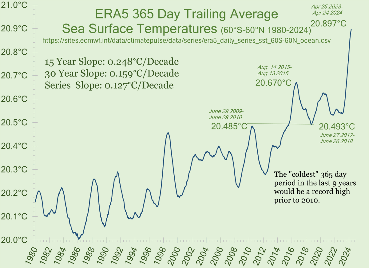 #ResistanceEarth
Yes, this again... Earth decides to keep warming, I'm reporting.  I don't think this rise will last much longer, probably another 5 or 6 weeks then it'll stabilize and fall slightly, but it's at this time ~1/4°C hotter than prior.
pulse.climate.copernicus.eu