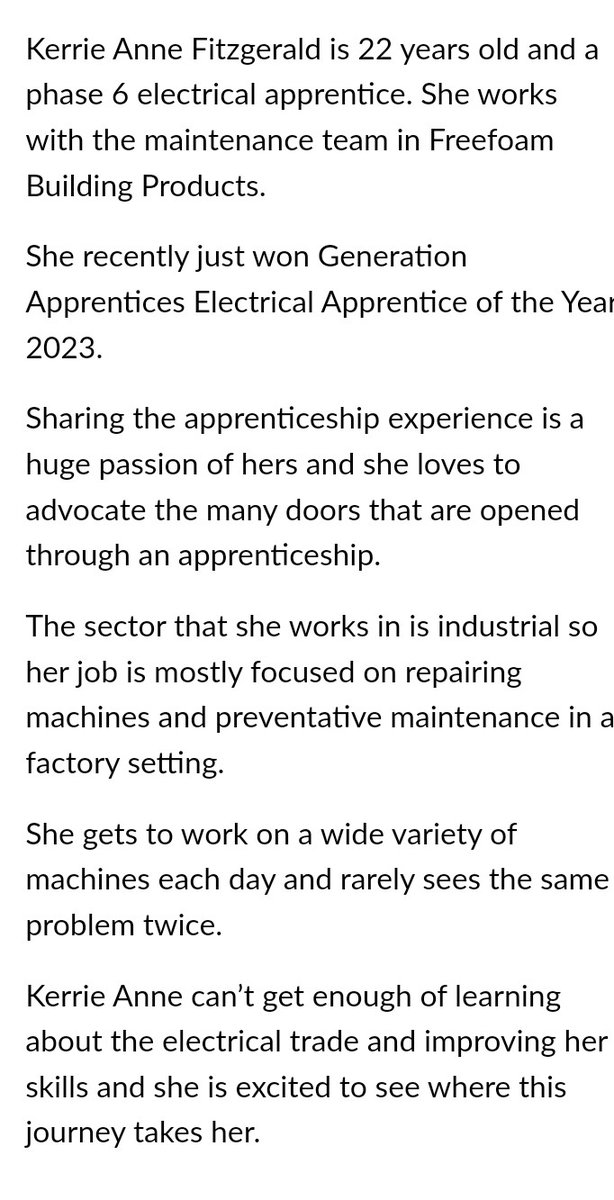 Congratulations to 2024 Electrical #ApprenticeoftheYear Kerrie Anne Fitzgerald who has been named a #BuildingHero by @DeptofFHed Check out more on gov.ie/en/publication… @corketb @solasFET #ThisisFET #FETisforEveryone #GenerationApprenticeship #BuildingHeros