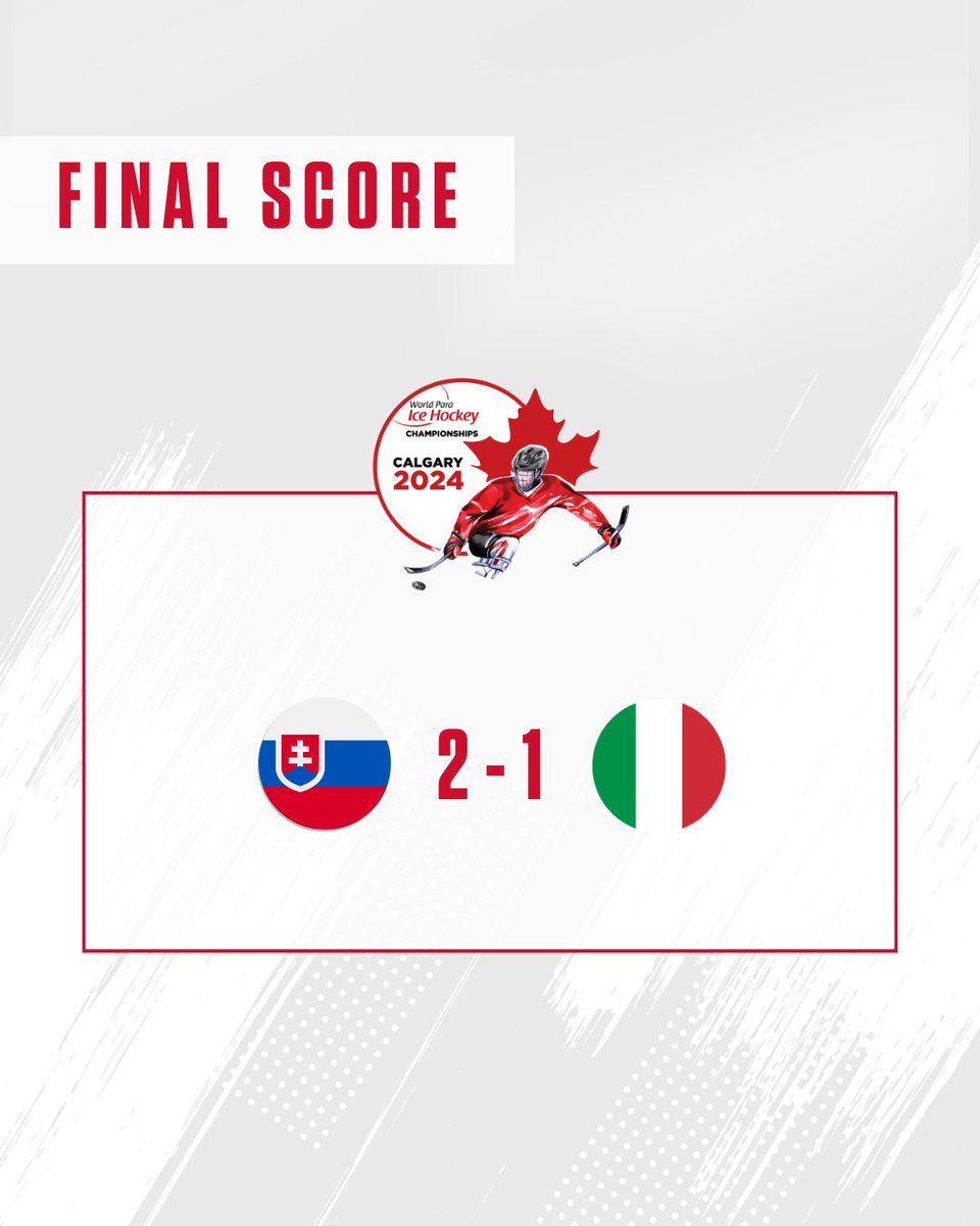 📊 FINAL SCORE 🏒

🇸🇰 Slovakia 2 - 1 Italy 🇮🇹

📈 LIVE RESULTS: paralympic.org/calgary-2024/l…

@HockeyCanada | @ParaSport | #Calgary2024 | #ParaIceHockey