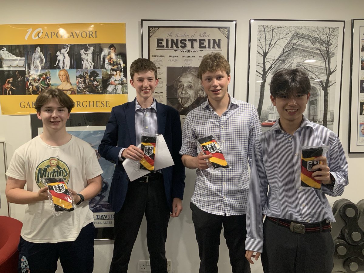 Congratulations to the winners of our German poetry reading competition, who are now the proud owners of some distinctive socks. A great effort by all, especially Ralph and Lawrence (6.1), Hugo (R) and Adrian (S). ⁦<a href="/RadleyAcademic/">Radley College Academic</a>⁩