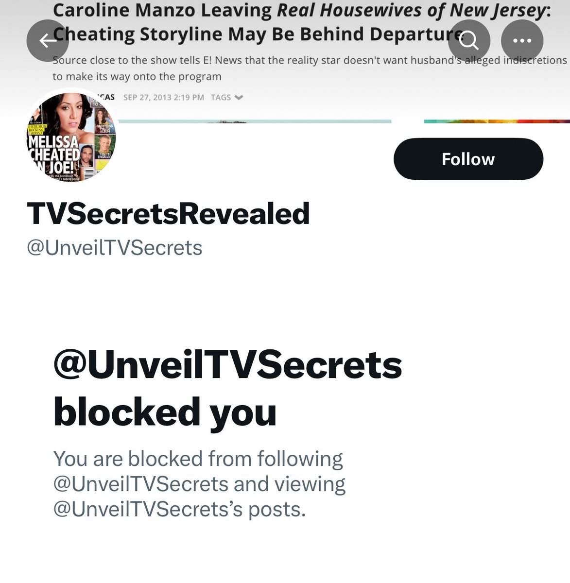 Lookie what I found today…the mysterious #RHONJ fan account that leaked John Fuda’s alleged business blocked me lol 😂 if that does not scream Teresa and Jen. 😵‍💫😵‍💫😵‍💫😵‍💫