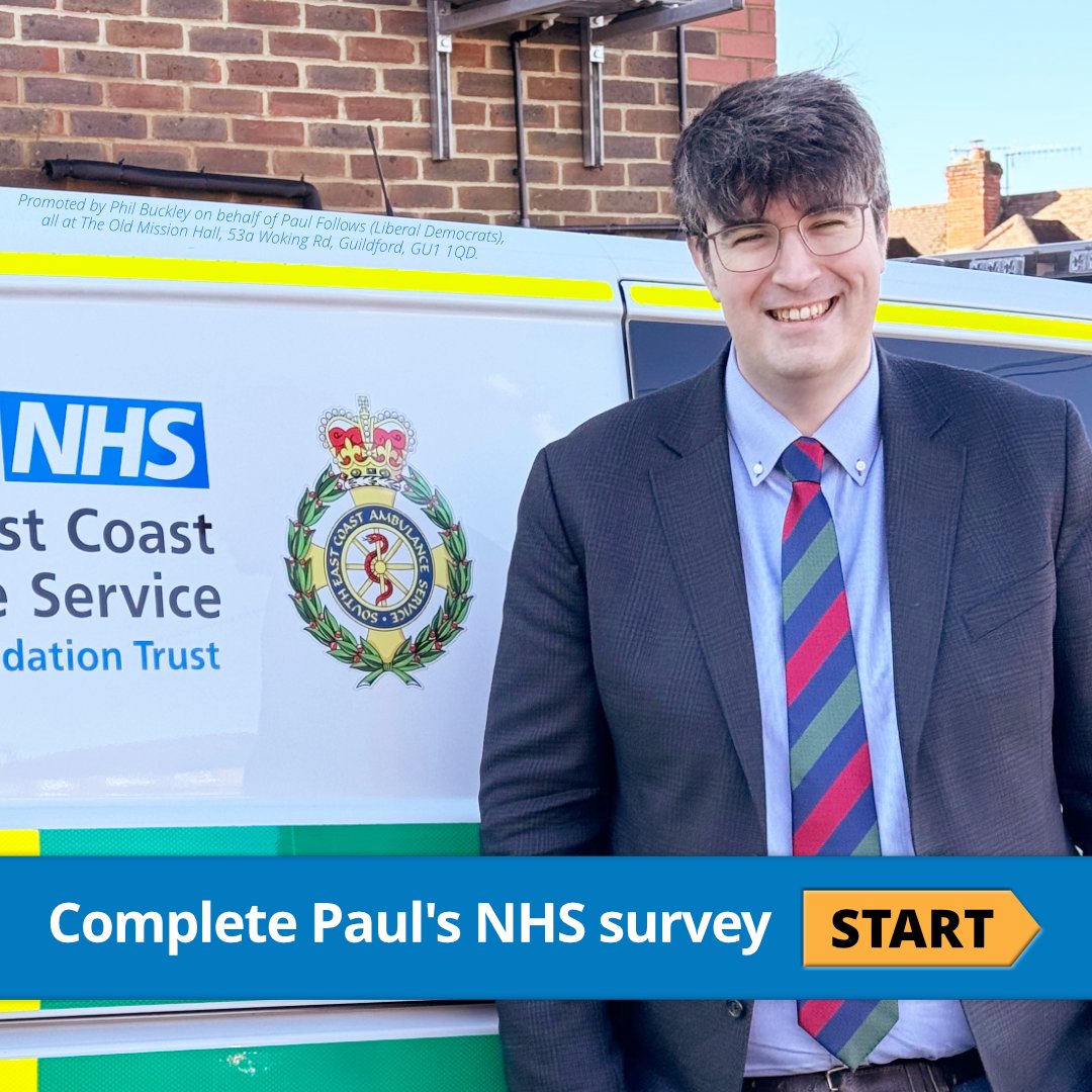 Are you currently waiting for an NHS appointment? @PaulDFollows wants to know your experience of local NHS services. If you live in the new constituency of Godalming and Ash, please complete our NHS survey: paulfollows.uk/NHS