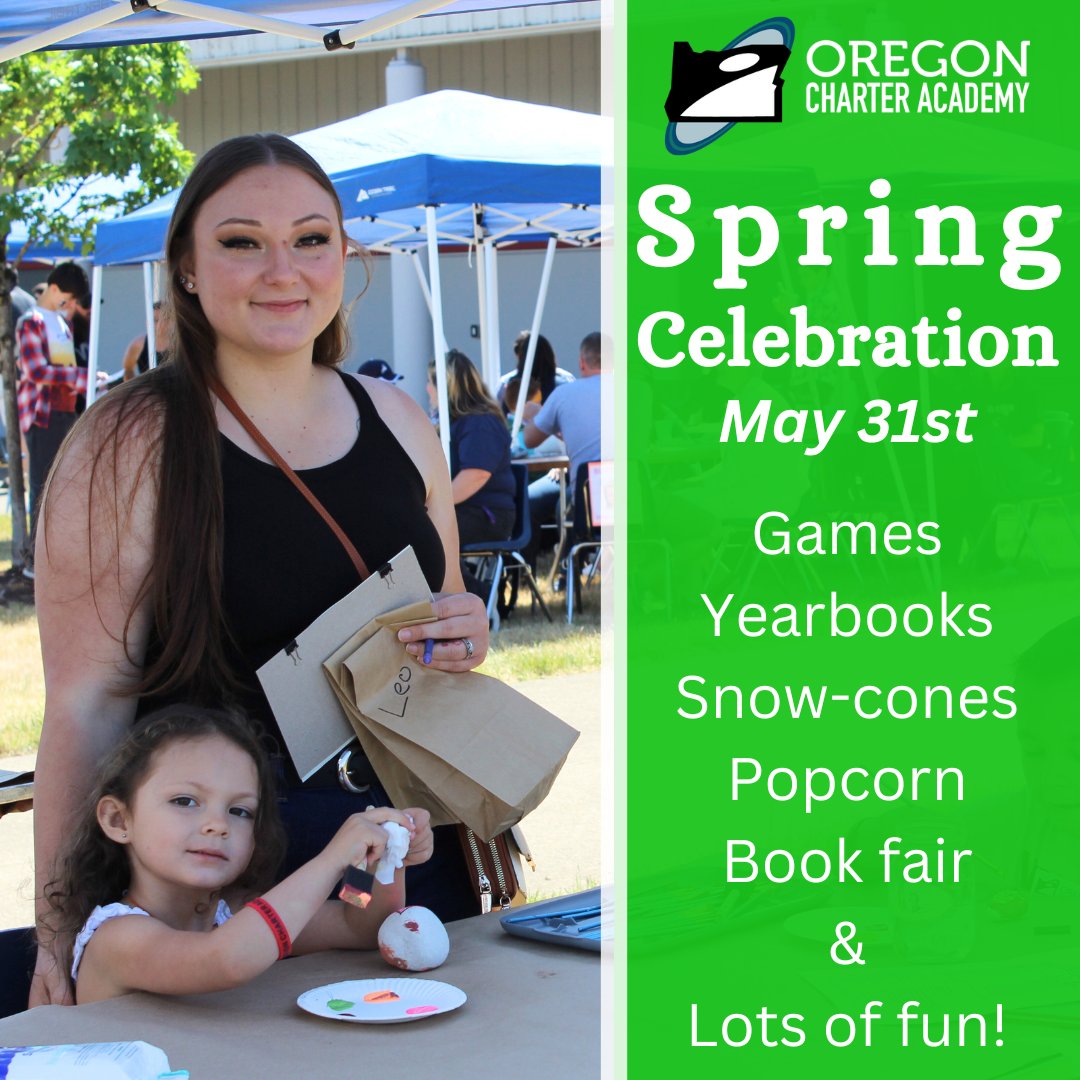 Spring Celebration is coming up at the end of the month!

For more details and to RSVP, visit Field Trip Central via Principal’s Corner!

#oregoncharteracademy #ORCA #onlineschool #onlinelearning #virtualeducation #bestofthebest #k12 #oregon #bestcharterschool #helpchildthrive