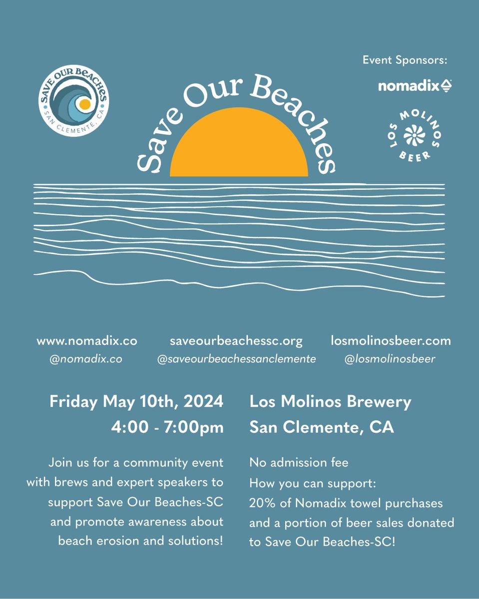 Join us in advocating for the restoration and preservation of our beautiful beaches with towels, live music, and brews to support Save Our Beaches San Clemente 🌊 #saveourbeaches #sanclemente