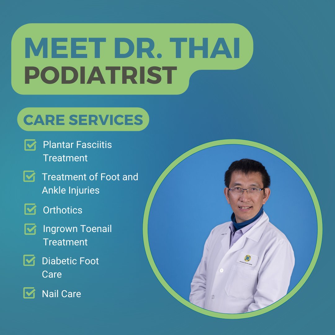 Meet our #podiatrist 🦶, Dr. Thai! Want to learn more about how Dr. Thai can help you? Visit our website for more information!