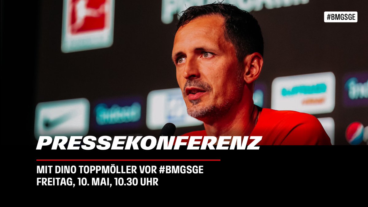 🔜 Pressekonferenz mit Dino Toppmöller ⏰ Freitag, 10. Mai, 10.30 Uhr 📺 Eintracht.TV / mainaqila / Facebook / YouTube #SGE | #BMGSGE
