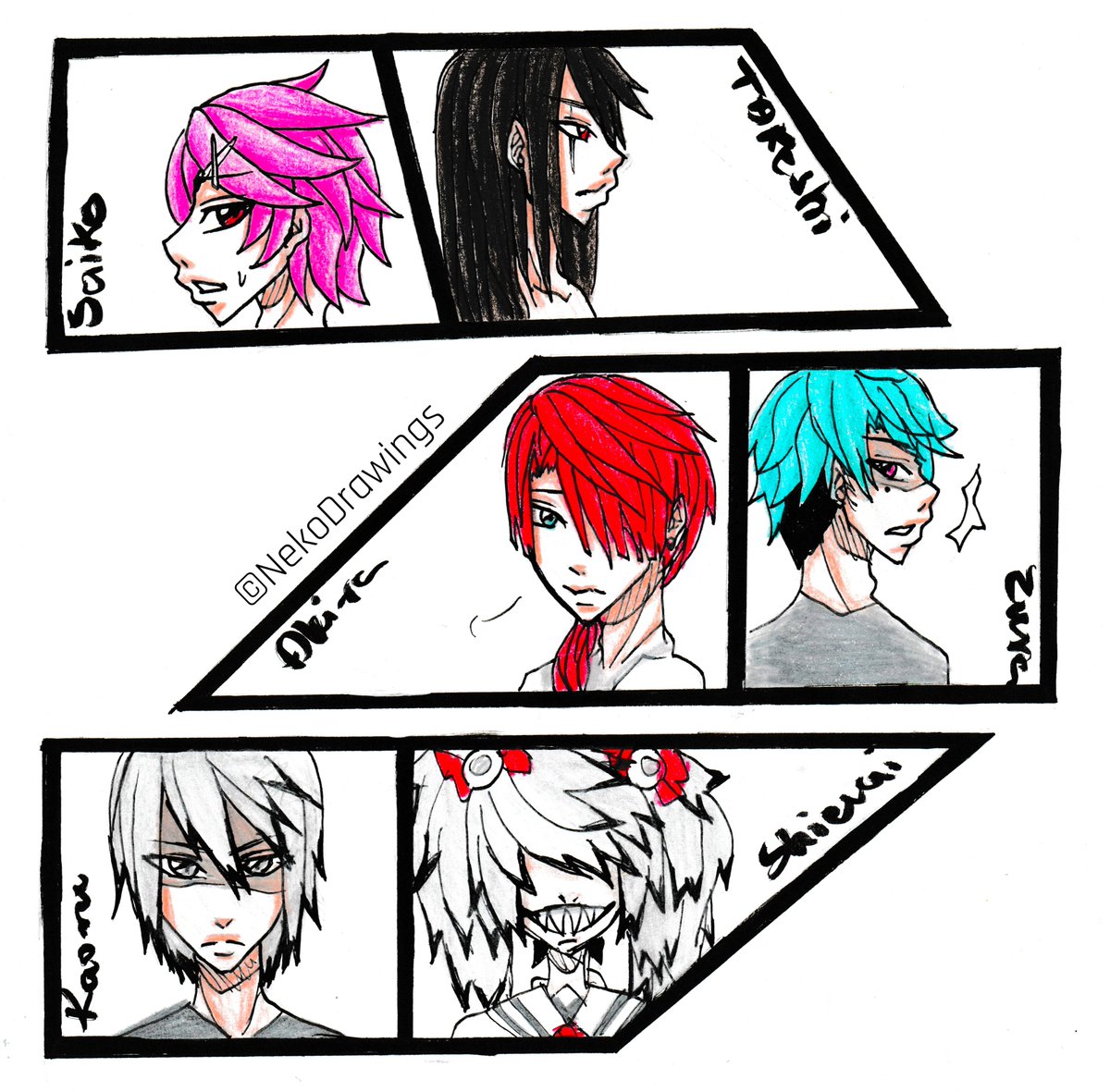 Original characters~
Original art: NekoDrawings©
Origial characters: Saiko, Takeshi,  Aogami Zura,  Kagami Akira, Nakano Shiemi, Nakano Kaoru

#NekoDrawings #art #draw #drawing #animeboy #animegirl #animestyle #Saiko #Akira #Takeshi #Zura #Kaoru #Shiemi #character #characters #oc