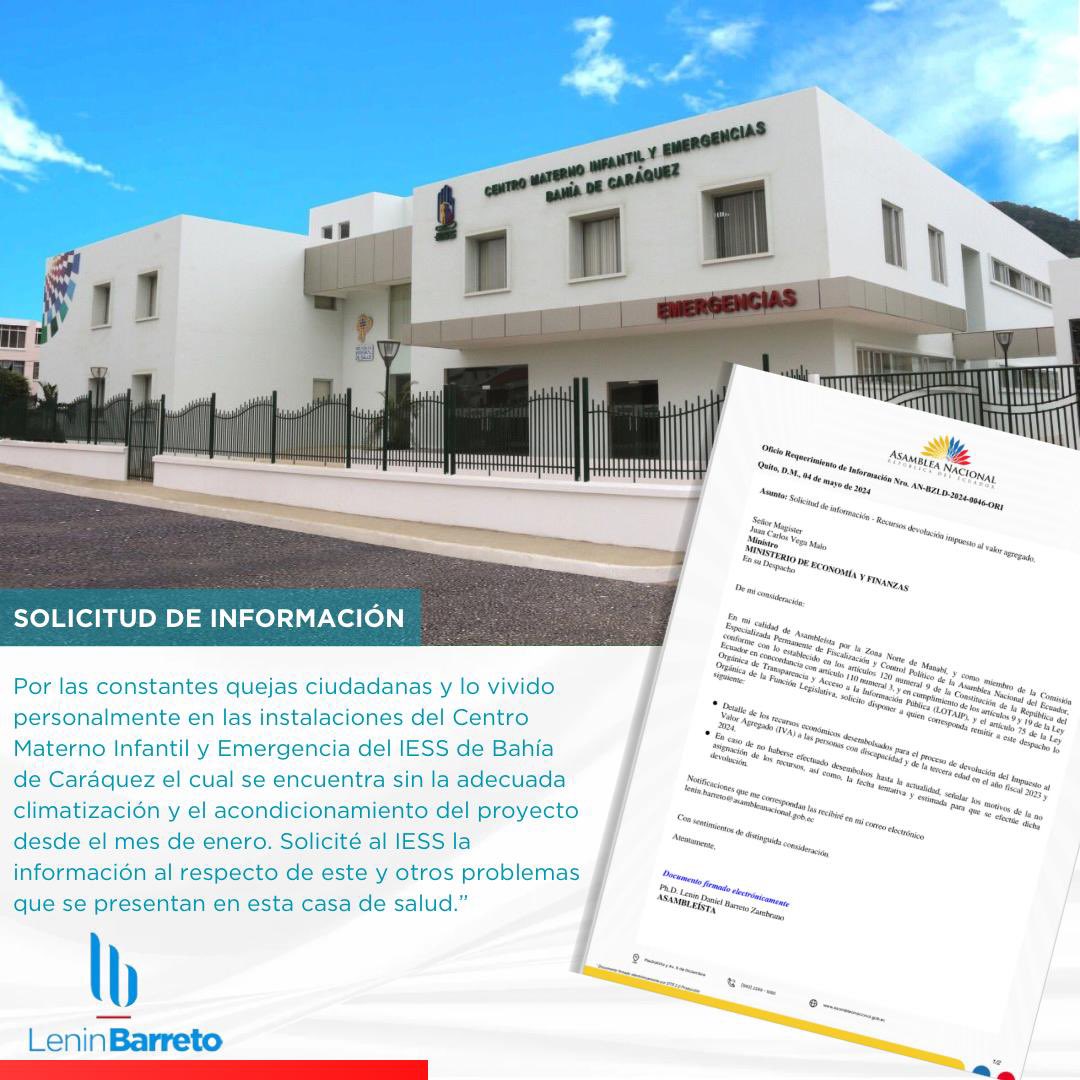 LeninBarreto's tweet photo. Los usuarios del Centro Materno Infantil del IESS de Bahía de Caráquez merecen ser atendidos en las mejores condiciones, así como el personal de salud trabajar en un espacio cómodo y decente, por esta razón he solicitado información sobre el estado del equipo de climatización de esta casa de salud.

La falta de climatización a generado recalentamiento en algunos equipos médicos como en el área de Rayos X y el área de Ultrasonido, lo cual a causado daños en estos equipos, todo esto a consecuencia de los apagones provenientes de la crisis energética que el gobierno hasta ahora no ha podido atender.

@AsambleaEcuador 
@BancadaRC5 
@RC5Oficial