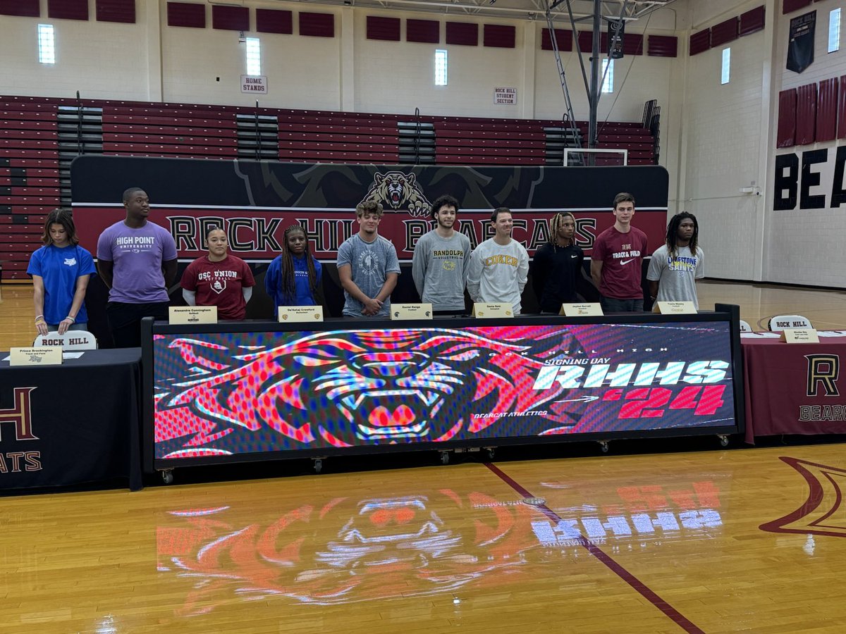 Great day at Rock Hill High! 10 student-athletes signed to play at the next level! What’s even better is 9/10 are multi-sport athletes! It has been a great year! Congratulations to everyone! #TogetherWeWin