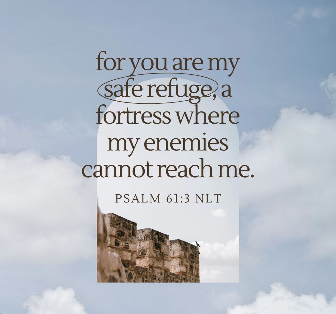 'for you are my safe refuge, a fortress where my enemies cannot reach me.' Psalm 61:3, NLT

Ready for a deep dive? Explore with the Life Bible app l8r.it/YyVh

#NLTBible #BibleVerse #LearnMore #Explore