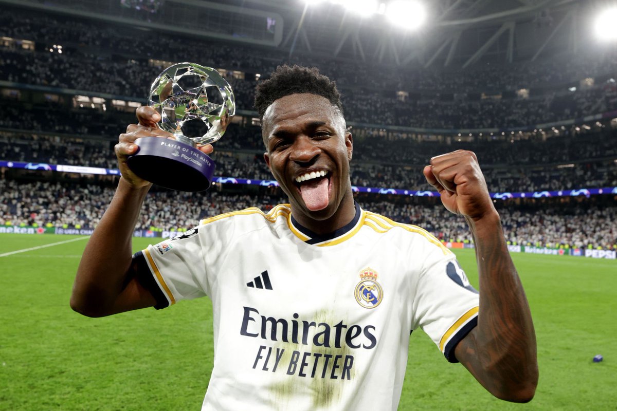 ⚪️🇧🇷 Vinicius Jr has been voted as UEFA Man of the Match for Real Madrid 🆚 Bayern. “President Florentino Pérez, thanks for bringing me to the biggest club in the world”, Vini said.