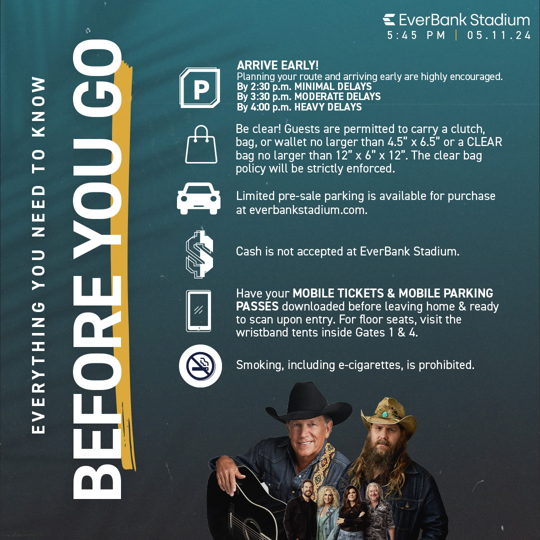 Just 72 HOURS until the King of Country takes over The Bank with Chris Stapleton & Little Big Town! 🤠 Everything to KBYG below: • 1:00 p.m. Parking Lots Open • 4:30 p.m. Gates Open • 5:45 p.m. Showtime For a complete KBYG visit ow.ly/msp750Rzyqn.