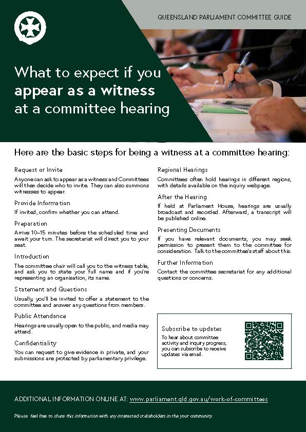 Curious about what it's like to be a witness at a committee hearing? Our handy leaflet breaks down the process, so you'll be well-prepared for every step. 📜 loom.ly/mIpIris #CommitteeHearing #QueenslandParliament