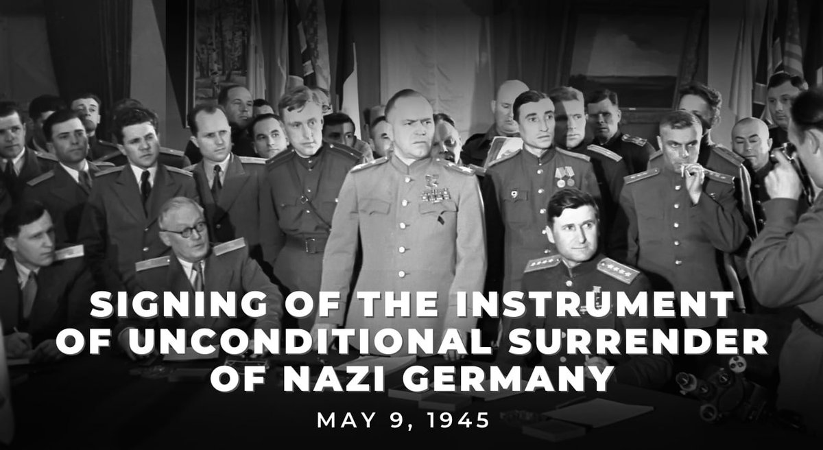 📅 On May 9, 1945, at 00:43, the Instrument of Unconditional Surrender of Nazi Germany was signed, putting an end to the Great Patriotic War and #WWII in Europe. 📖 Read in full: t.me/MFARussia/20105 #Victory79