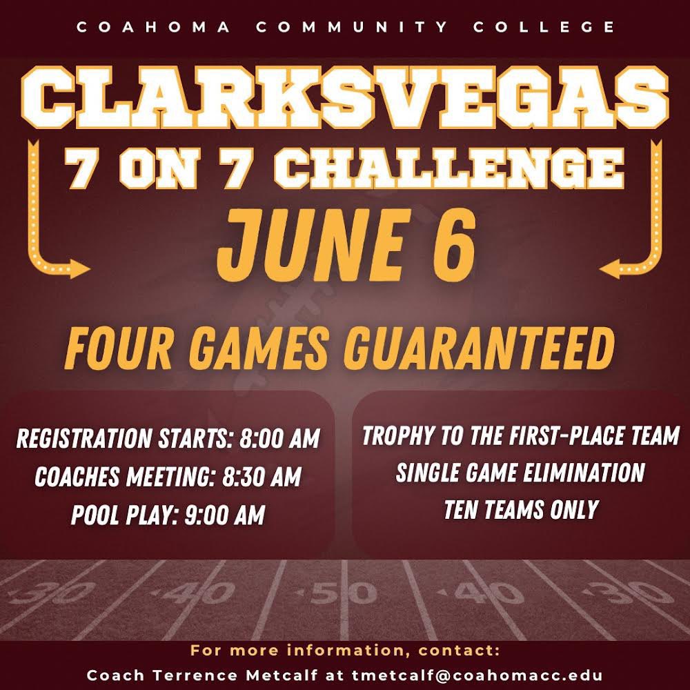 🚨We will be hosting our 1st Annual CLARKSVEGAS 7 on 7 Challenge on June 6th‼️🚨 $150 entry fee per team and your team is guaranteed 4 games! First 10 teams to reach out will get a spot! We look forward to seeing 👀 all the teams on June 6th‼️ 🐅 #BeAPro #Clarksvegas
