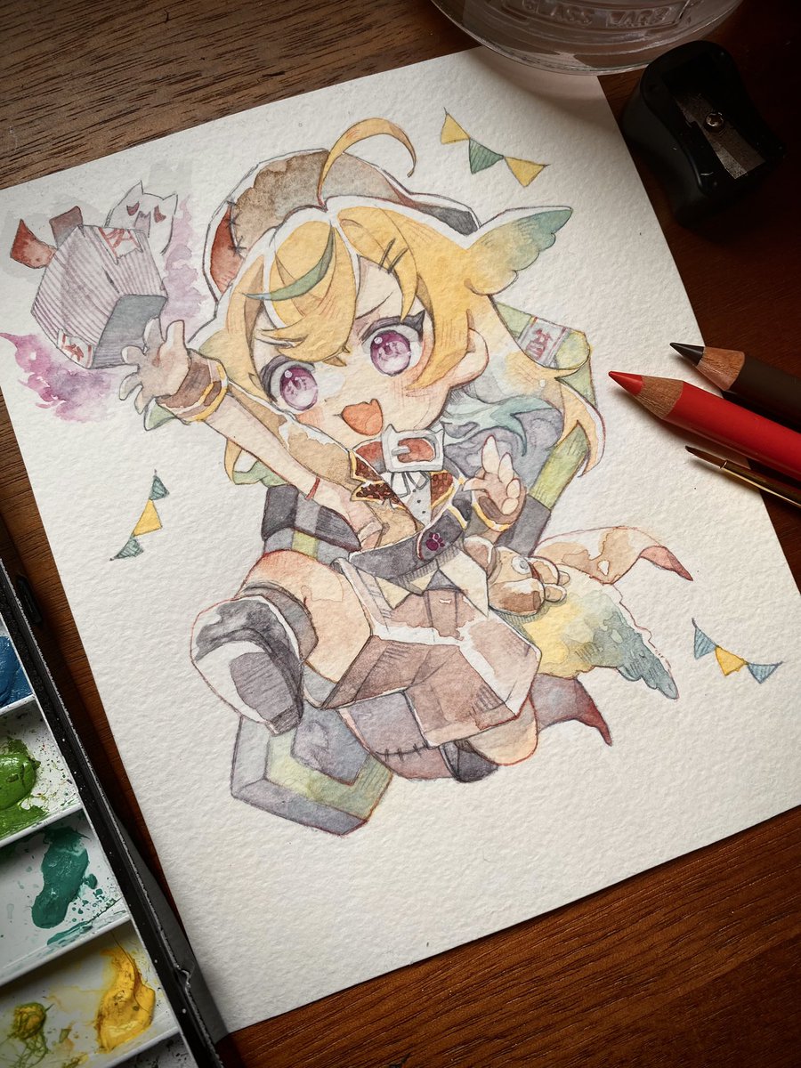 「リクエストありがとうございました! Vさんのプレゼント用イラストなので完成系は後」|あずましろのイラスト