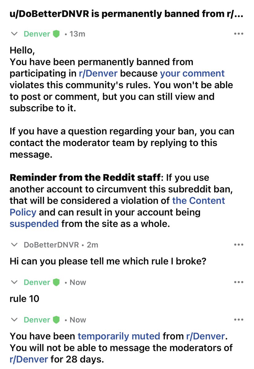 lol. @Reddit banned anyone that asked legitimate questions that would make #methcampmike look bad. What a JOKE @MikeJohnstonCO