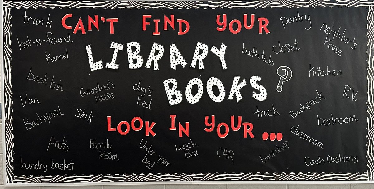 BBILibrary's tweet image. Library Books are due May 10th. Let’s get 100% of all books turned in. Here are a few places you can look 👀 to find them😂
@BearBranchInt