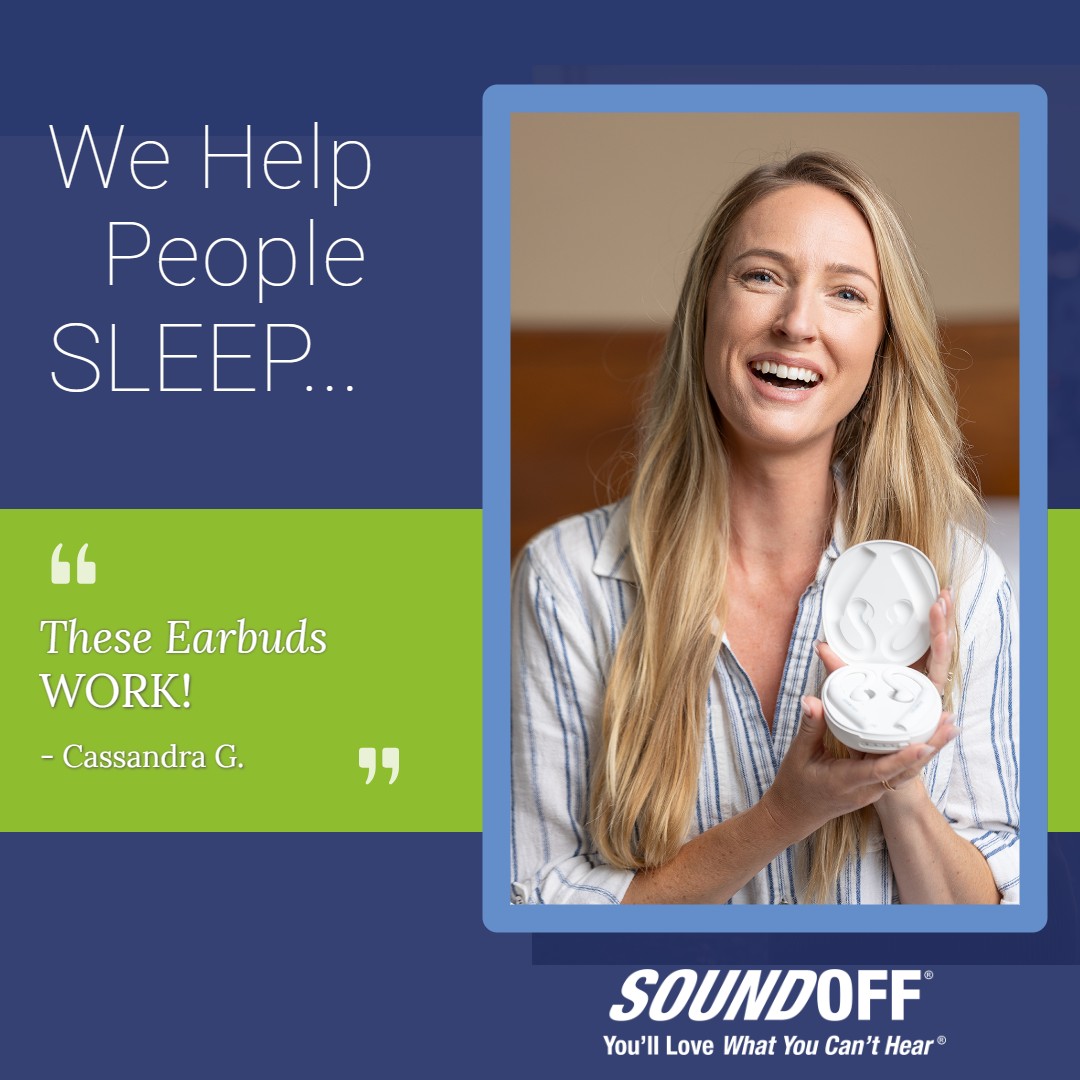 Our customers love SoundOff Earbuds because they work. Give SoundOff a try risk-free for 30 nights: soundoffsleep.com #SoundOffEarbuds #noisemaskingearbuds #peaceandquietondemand #sleepallnight #bestsleepever😴
