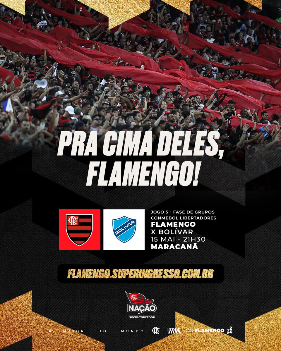 Nação, a venda dos ingressos para Flamengo x Bolívar, pela CONMEBOL Libertadores, começa amanhã (09), às 14h. Confira todas as informações: bit.ly/flaxbol1505