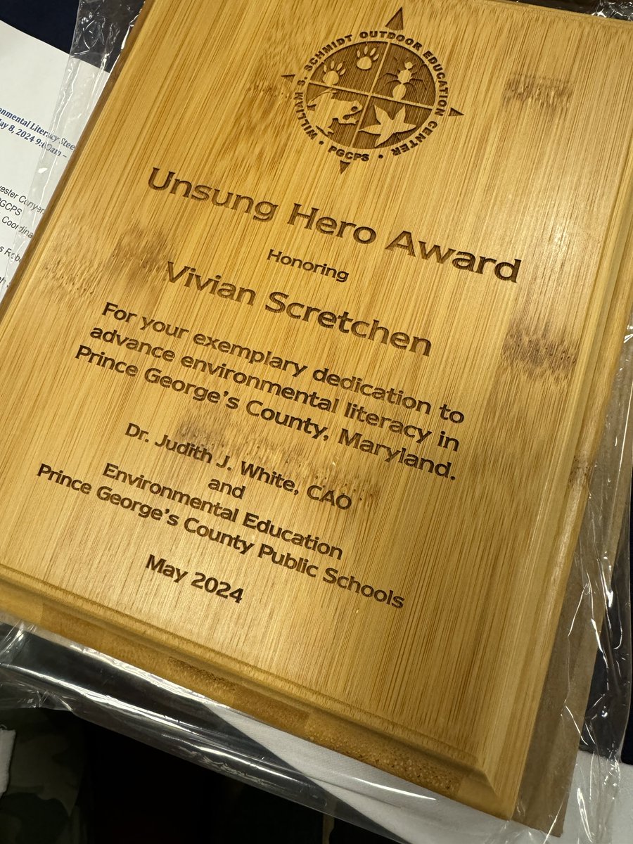 Our school celebrates earning our Green School Certification. Our amazing Ms. Scretchen was celebrated receiving an Unsung Hero Award 👏🏼👏🏼 Thanks for leading our school, we will continue to grow green 🌿🍃Thanks @pgcps @MAEOE_MD @Area1PGCPS @evyabel @NikiBrown8