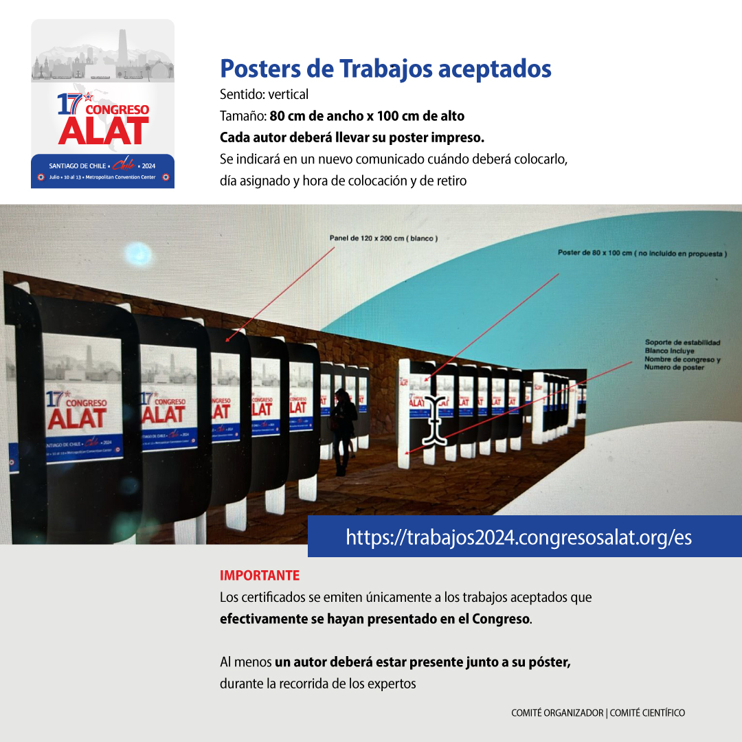 #ALAT2024 🫁 ¡Felicitaciones! Con gran beneplácito, compartimos la lista de trabajos aceptados para ser presentados al 17º Congreso ALAT #Chile Link: bit.ly/3URIlgM