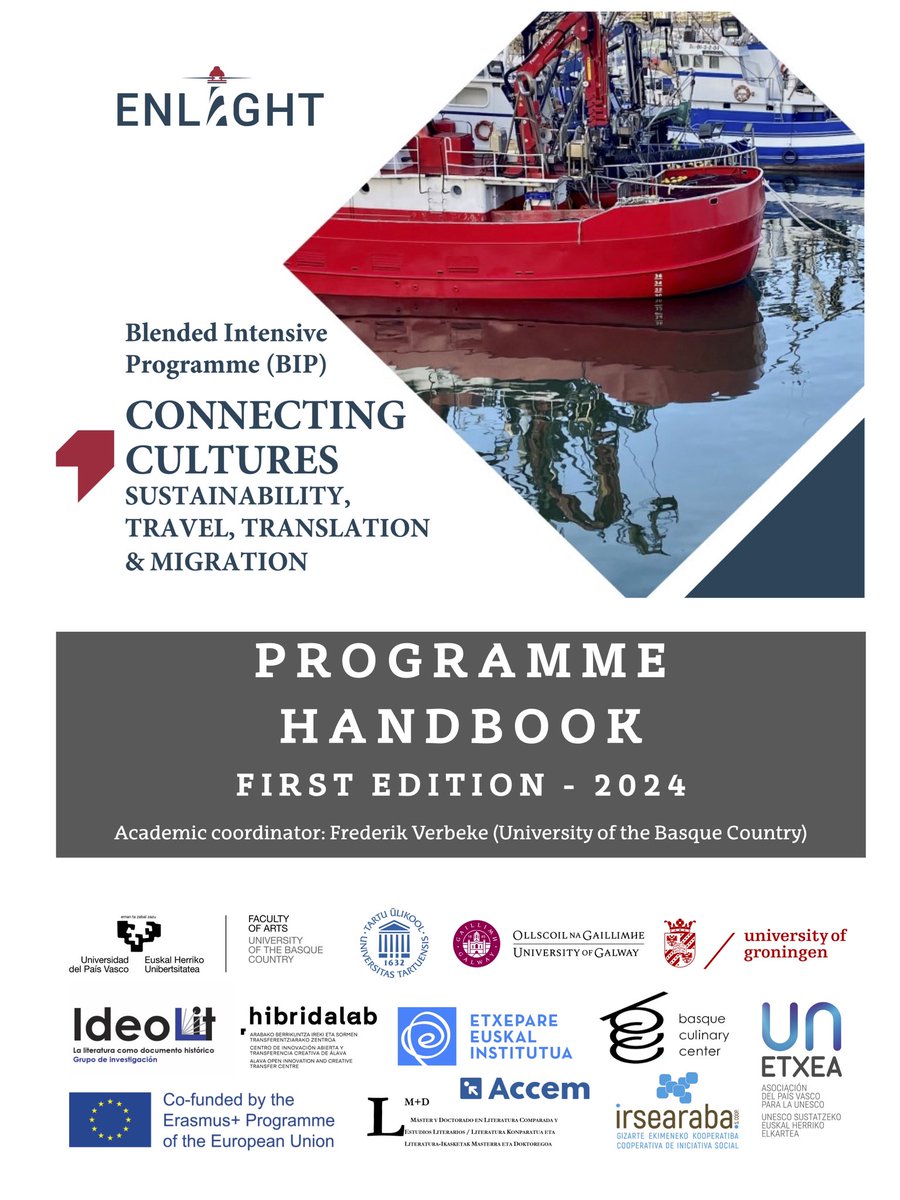 The @enlight_eu BIP Connecting cultures #Sustainability #travel #translation #migration will culminate in an on-site week at @Letrak_EHU @upvehu, 13-17 May 2024 👉 Download full programme handbook: ehu.eus/documents/4324…