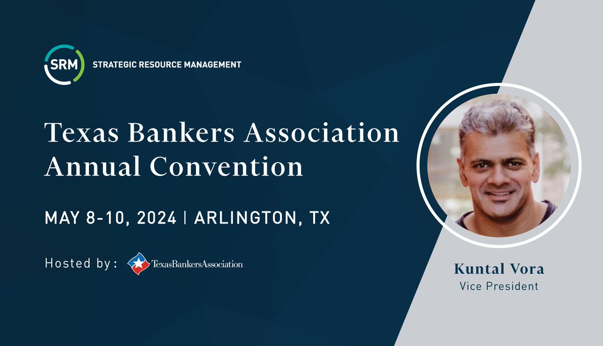 Kuntal Vora will connect with members of the @texasbankers Association this week, sharing the latest SRM insights on contracts, strategy, payments, and technology in Arlington. Be sure to say hello! #BankingAllStars