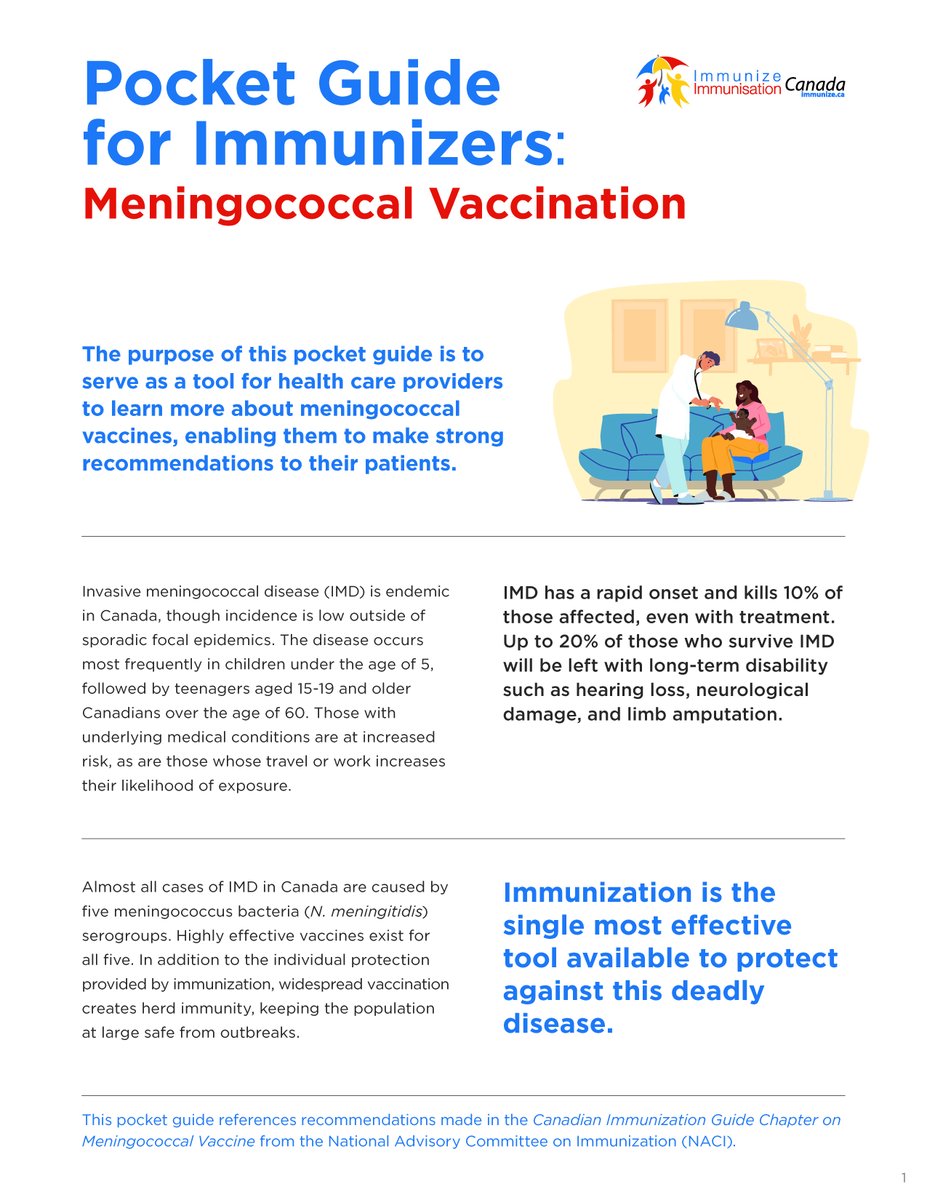 Pocket Guide for Immunizers: #Meningococcal Vaccination | Immunize Canada | bit.ly/41DvwHf #VaccinesWork #GetImmunized