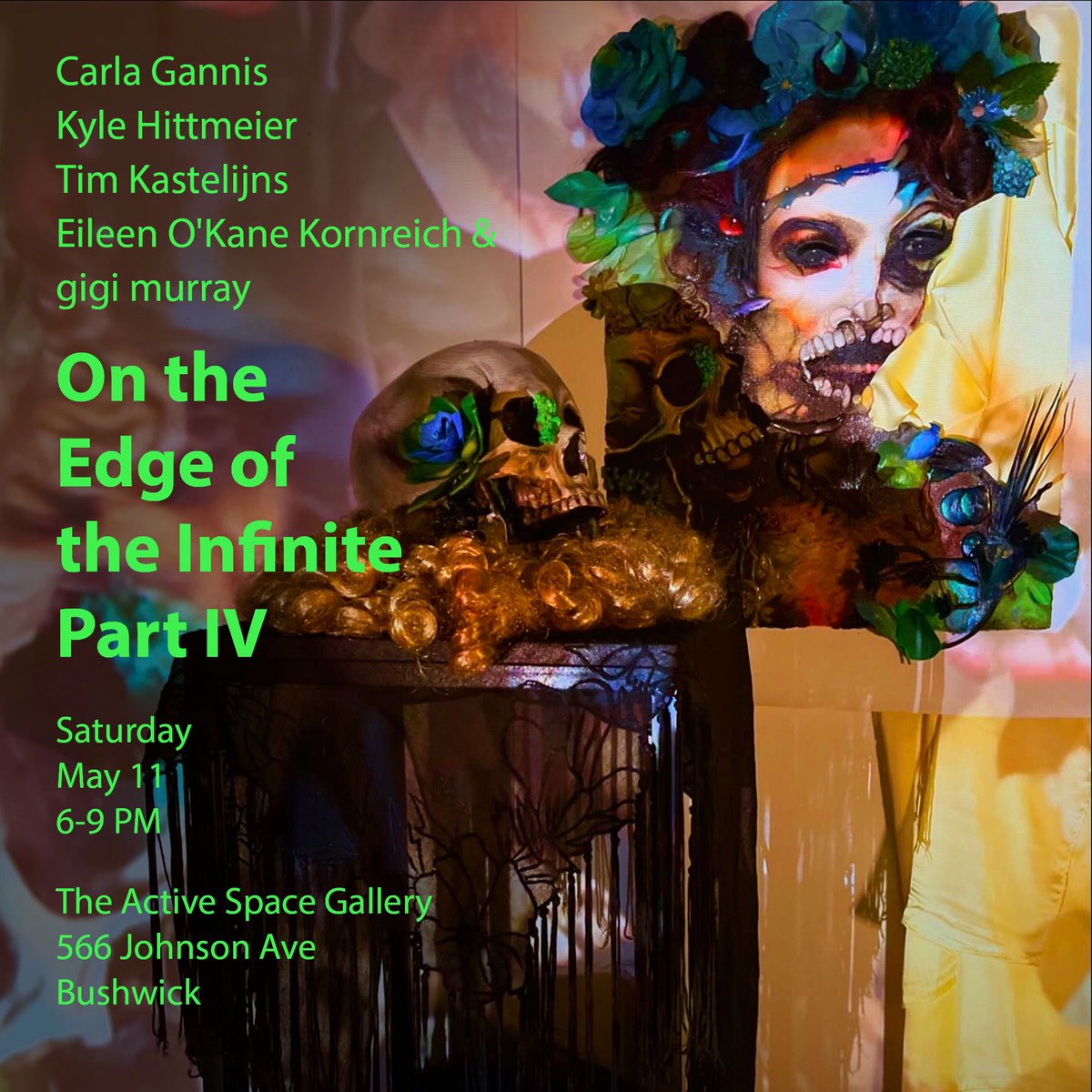 THIS SAT for 1 NIGHT ONLY 🎆 ON THE EDGE OF THE INFINITE PART IV 🎆 Sat, May 11 from 6-9pm at Active Space Gallery, Bushwick Including Artists: Carla Gannis, Kyle Hittmeier, Tim Kastelijns, Eileen O’Kane Kornreich and gigi murray partiful.com/e/bpIlgdAGcfkr… (RSVP not required)