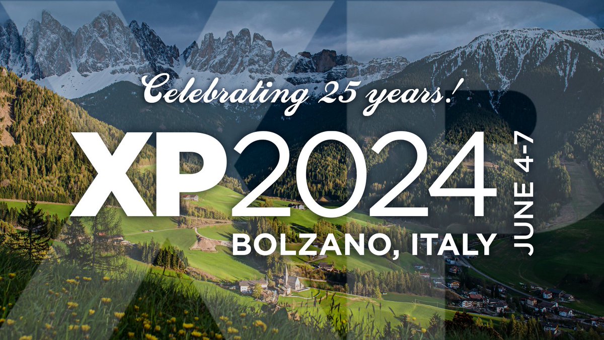 We're thrilled to announce that the complete program for #XP2024 is now available for review! Don't miss the 25th anniversary of #XP conference coming June 4-7 to Bolzano, Italy. Check out the program now: events.agilealliance.org/xp2024/agenda