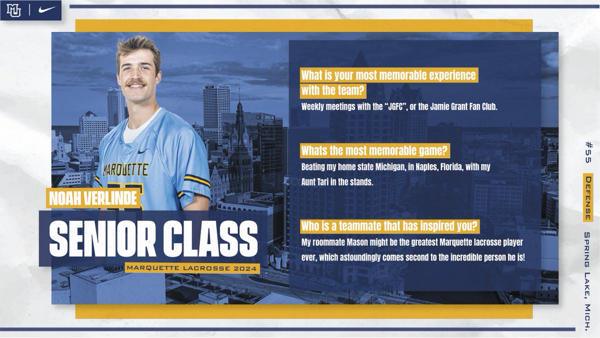 MarquetteMLax's tweet photo. #WeAreMarquette Senior Salute

Noah Verlinde
Defense
Spring Lake, Michigan
Data Science

MORE FROM NOAH ⬇️
https://t.co/B0OBGmO6sa https://t.co/M2tk8vRejU